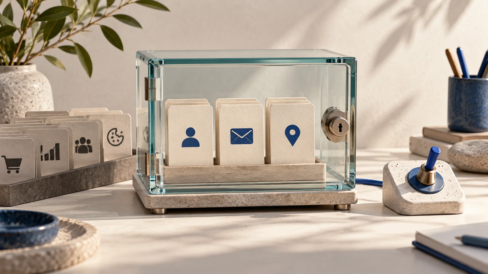 A privacy vault holding only necessary data beside a consent control.