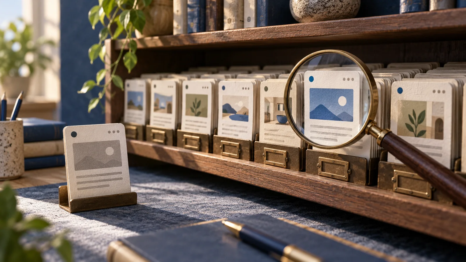 Webpage cards showing the difference between indexing and search position.