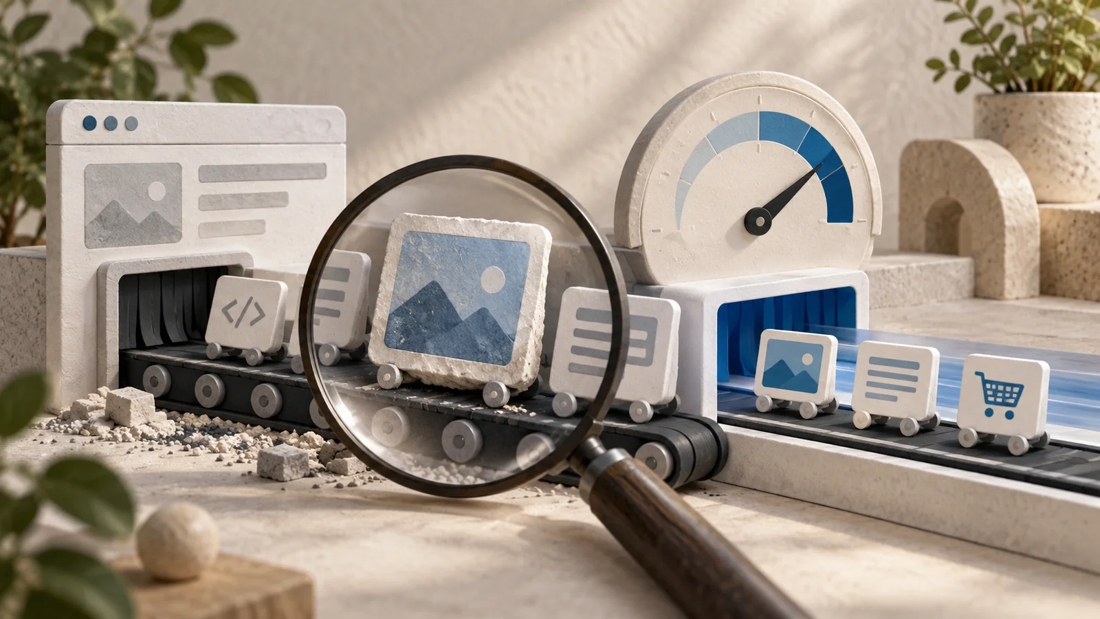 A diagnostic view of an oversized image slowing a website.