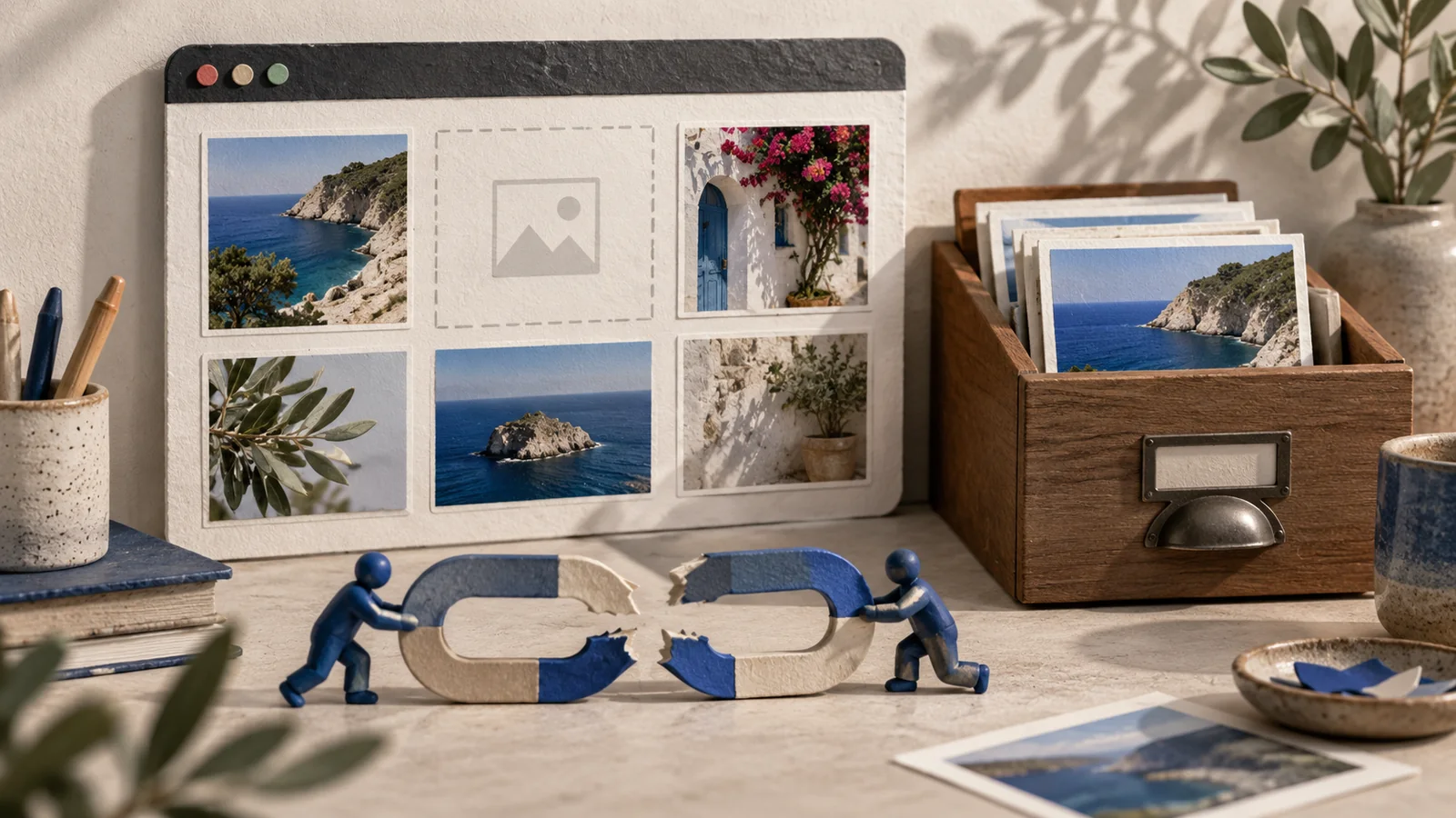 An image file reconnected to an empty website gallery frame.