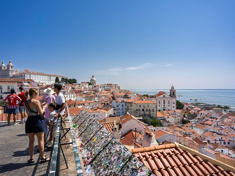 Rooftops and coloured façades of Alfama, Lisbon’s oldest neighbourhood