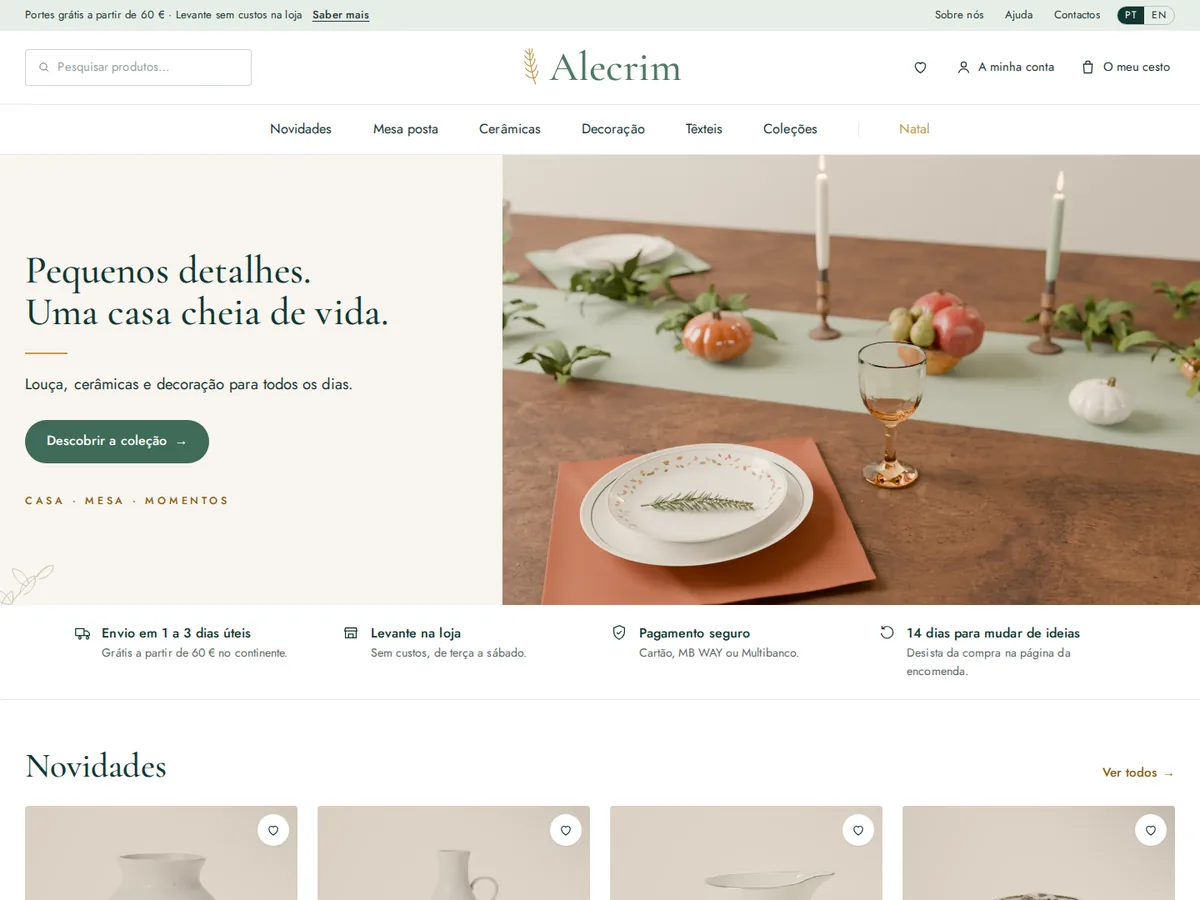 Alecrim — pré-visualização do site