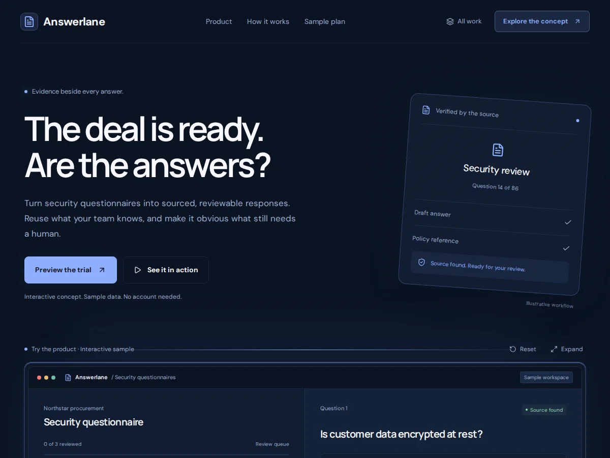 Answerlane — pré-visualização do site