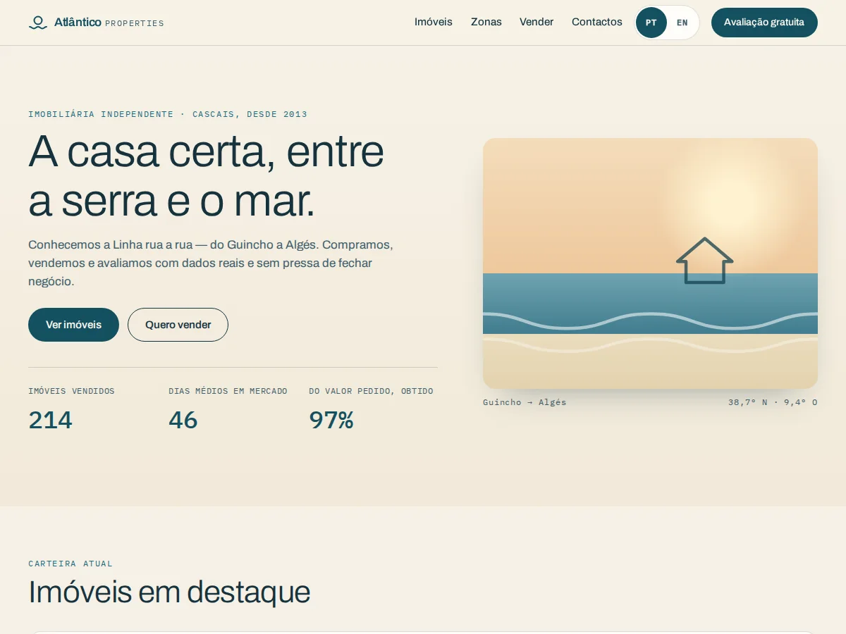 Atlântico Properties — pré-visualização do site
