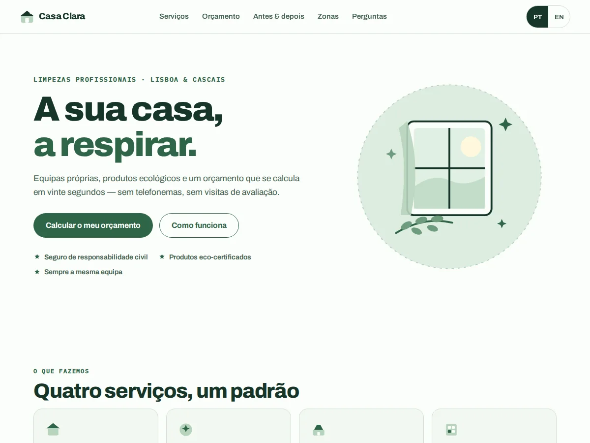 Casa Clara — pré-visualização do site