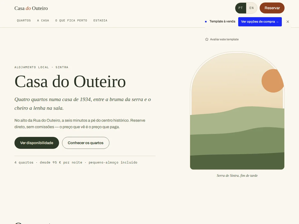 Casa do Outeiro — pré-visualização do site
