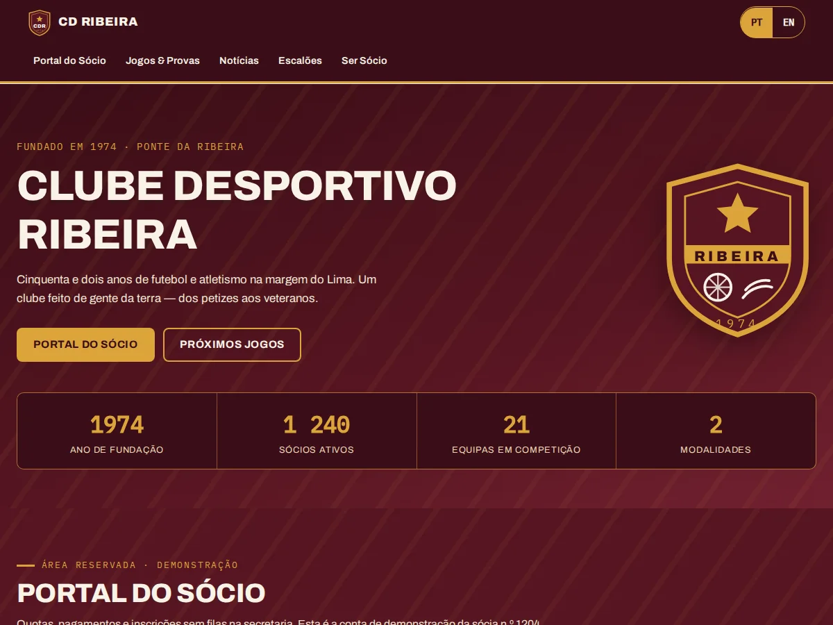 CD Ribeira — pré-visualização do site