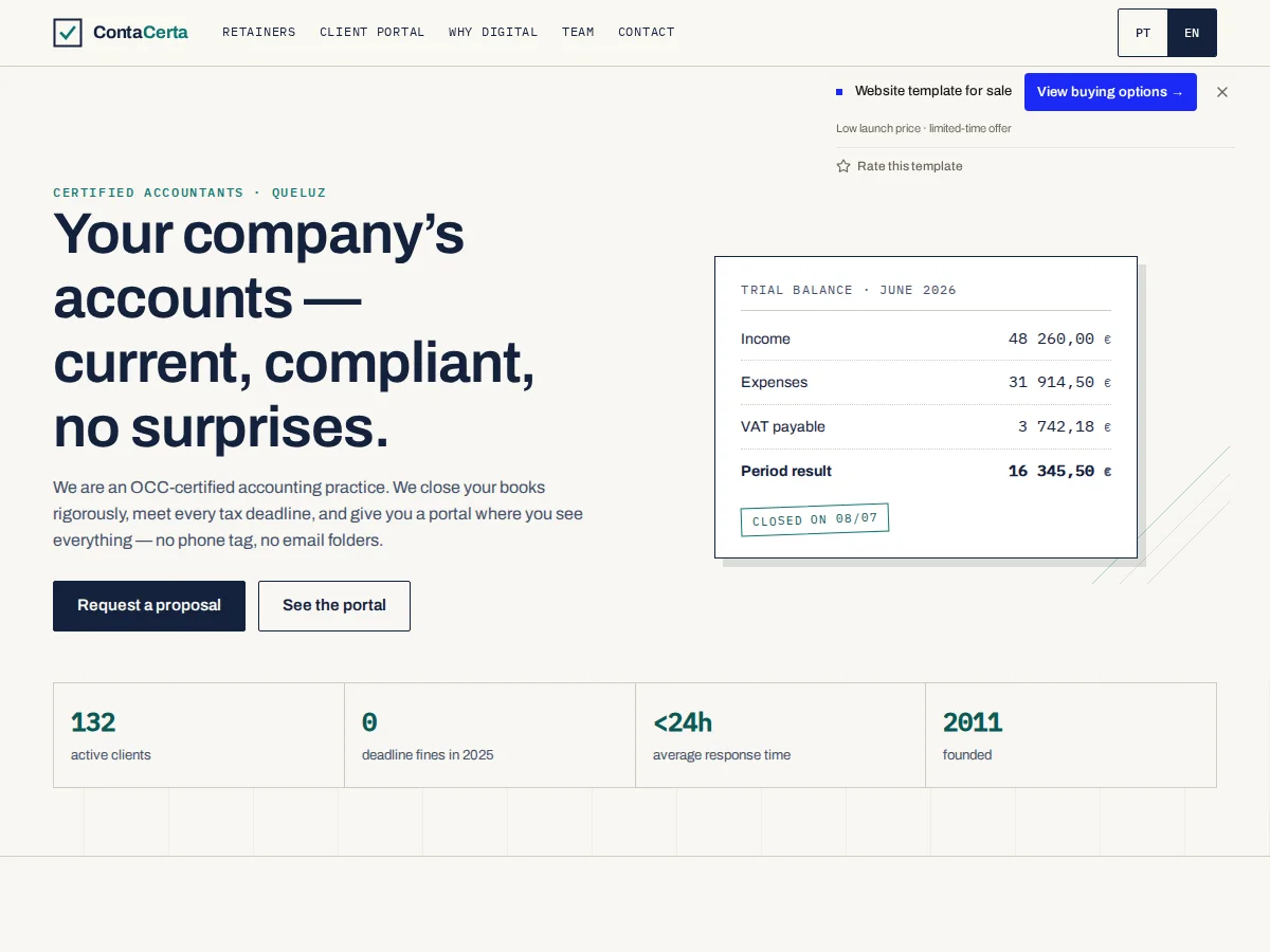 Conta Certa — website preview