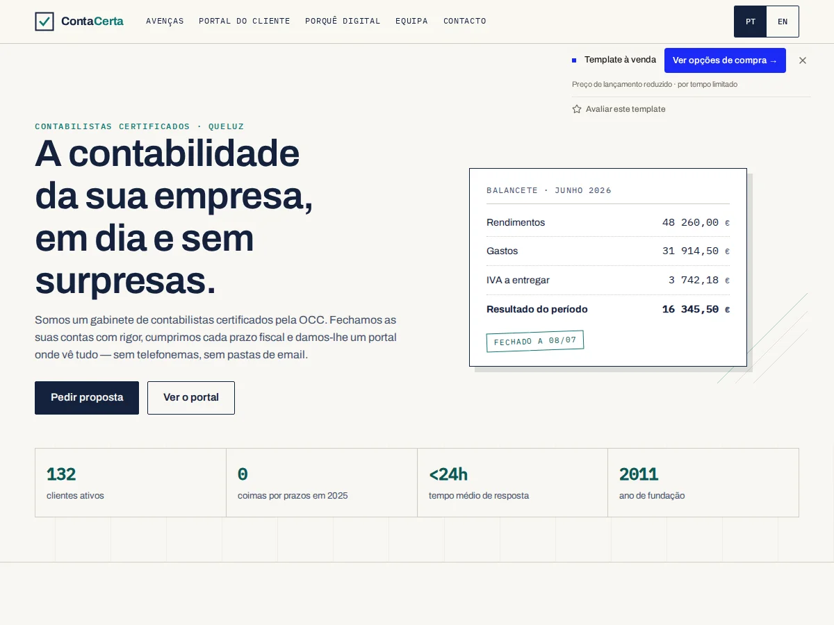 Conta Certa — pré-visualização do site