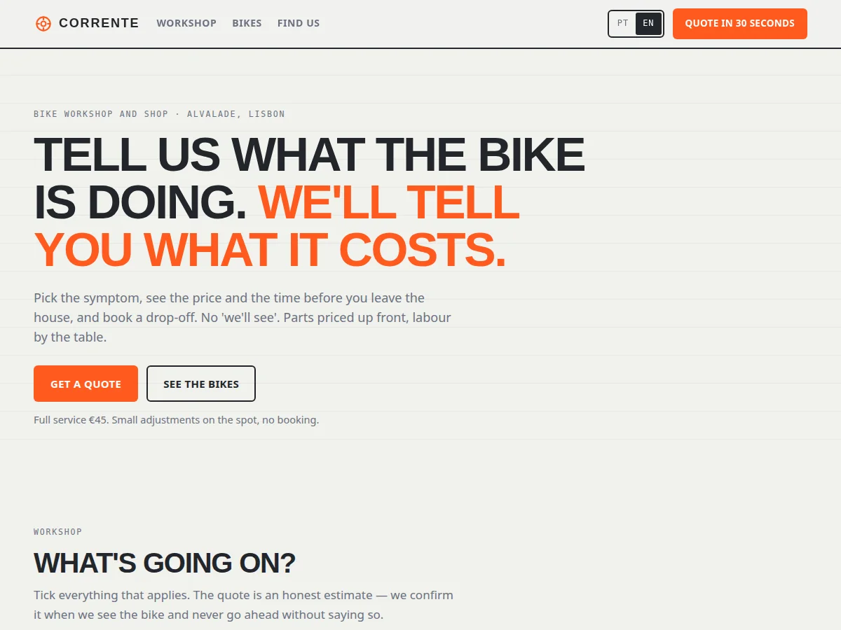Corrente — website preview