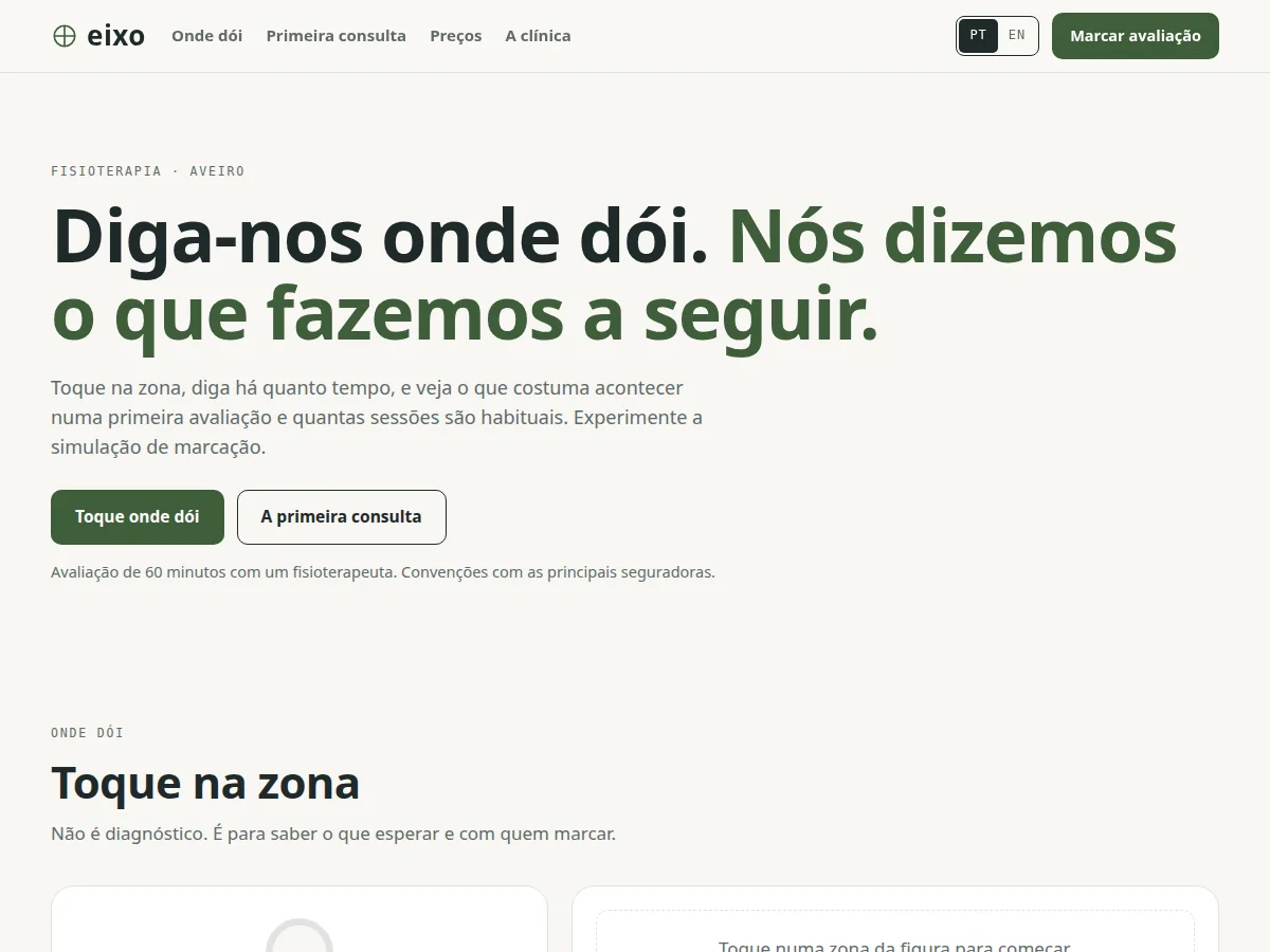 Eixo — pré-visualização do site