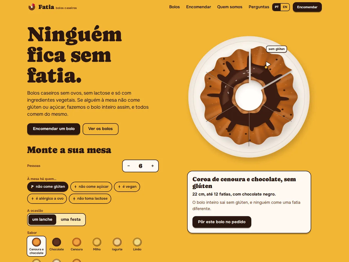 Preview of Fatia — home-baked cakes with no eggs and no lactose