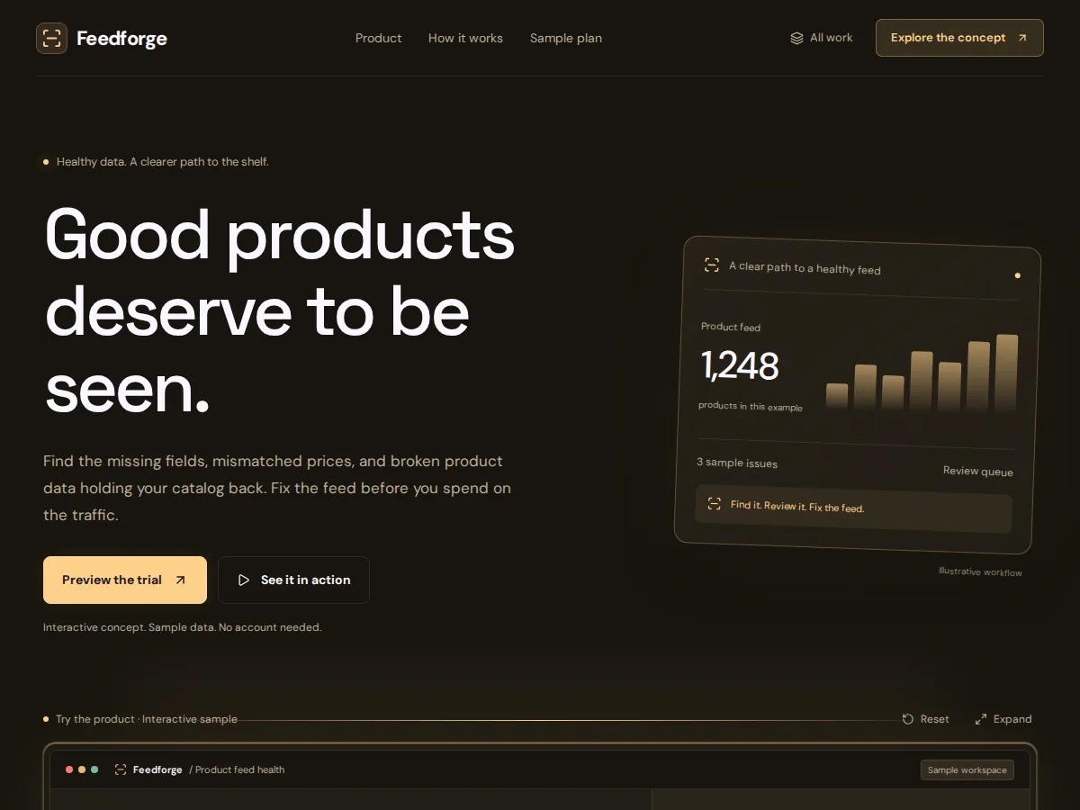 Preview of Feedforge — a clearer product-feed workflow