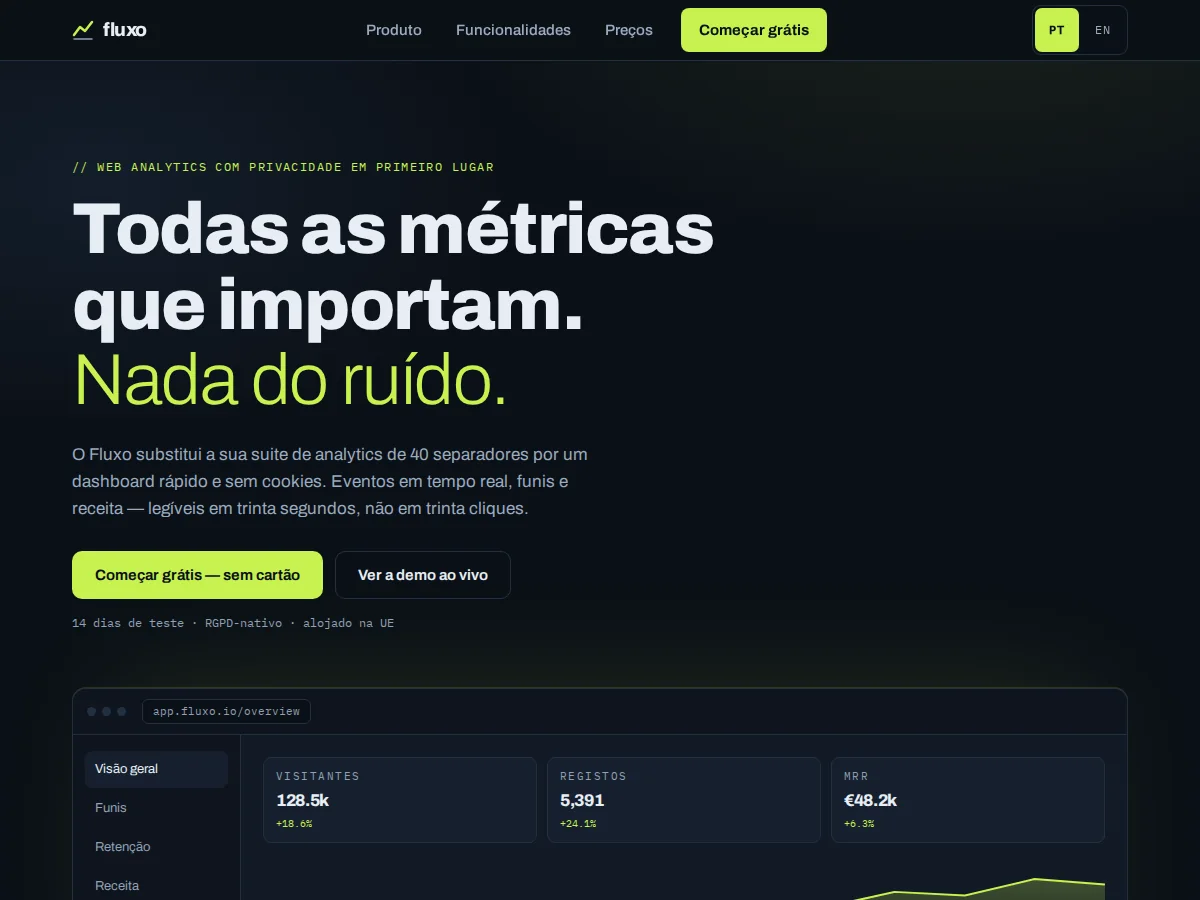 Fluxo — pré-visualização do site