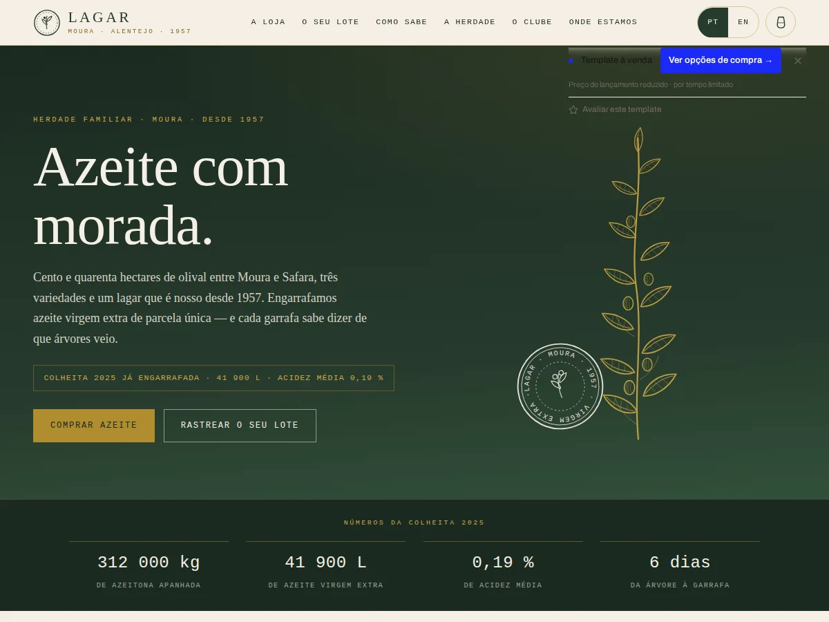 Lagar — pré-visualização do site
