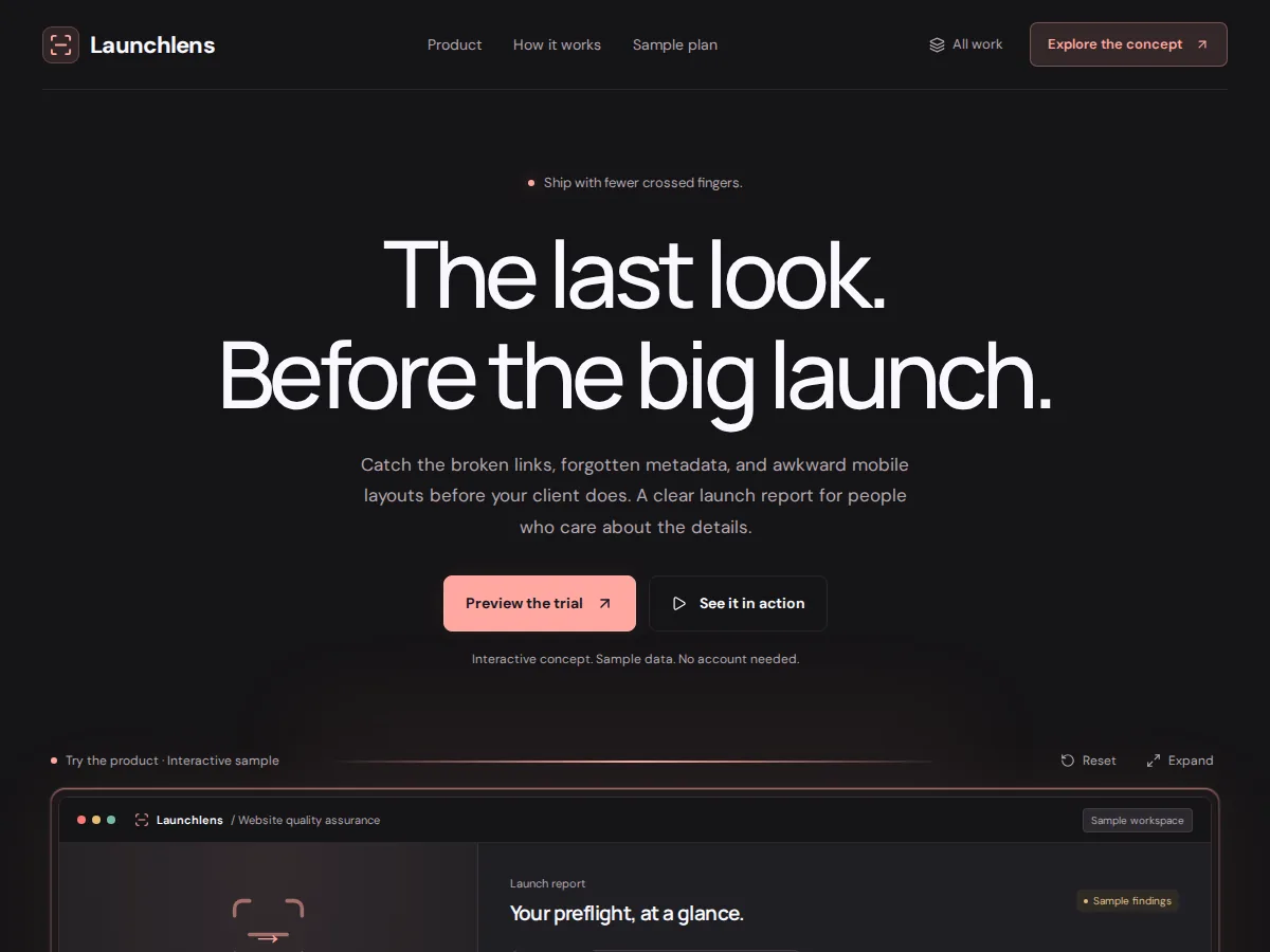 Preview of Launchlens — a focused pre-launch website review