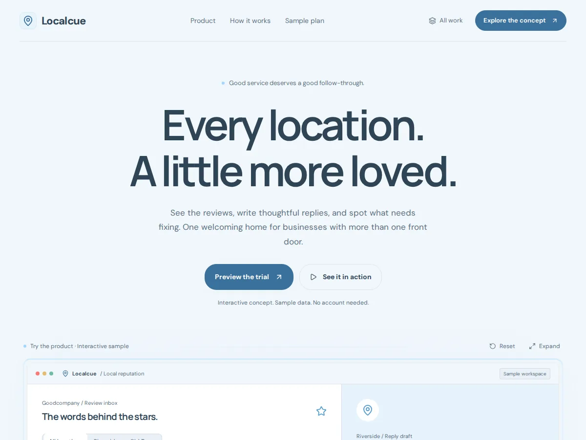 Preview of Localcue — thoughtful replies for local reviews