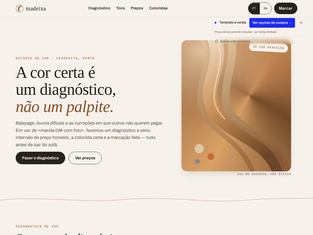 Madeixa — pré-visualização do site