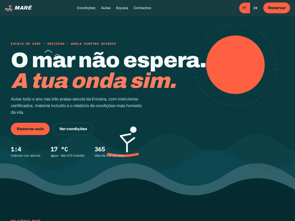 Maré — pré-visualização do site