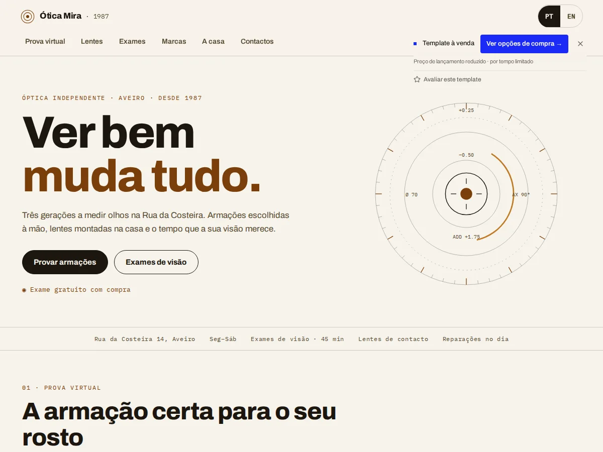 Mira — pré-visualização do site