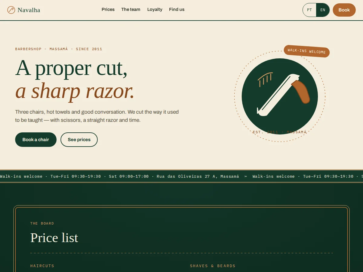 Navalha — website preview