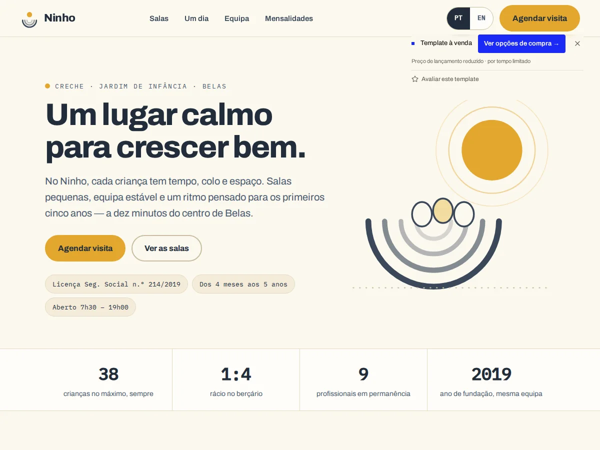 Ninho — pré-visualização do site