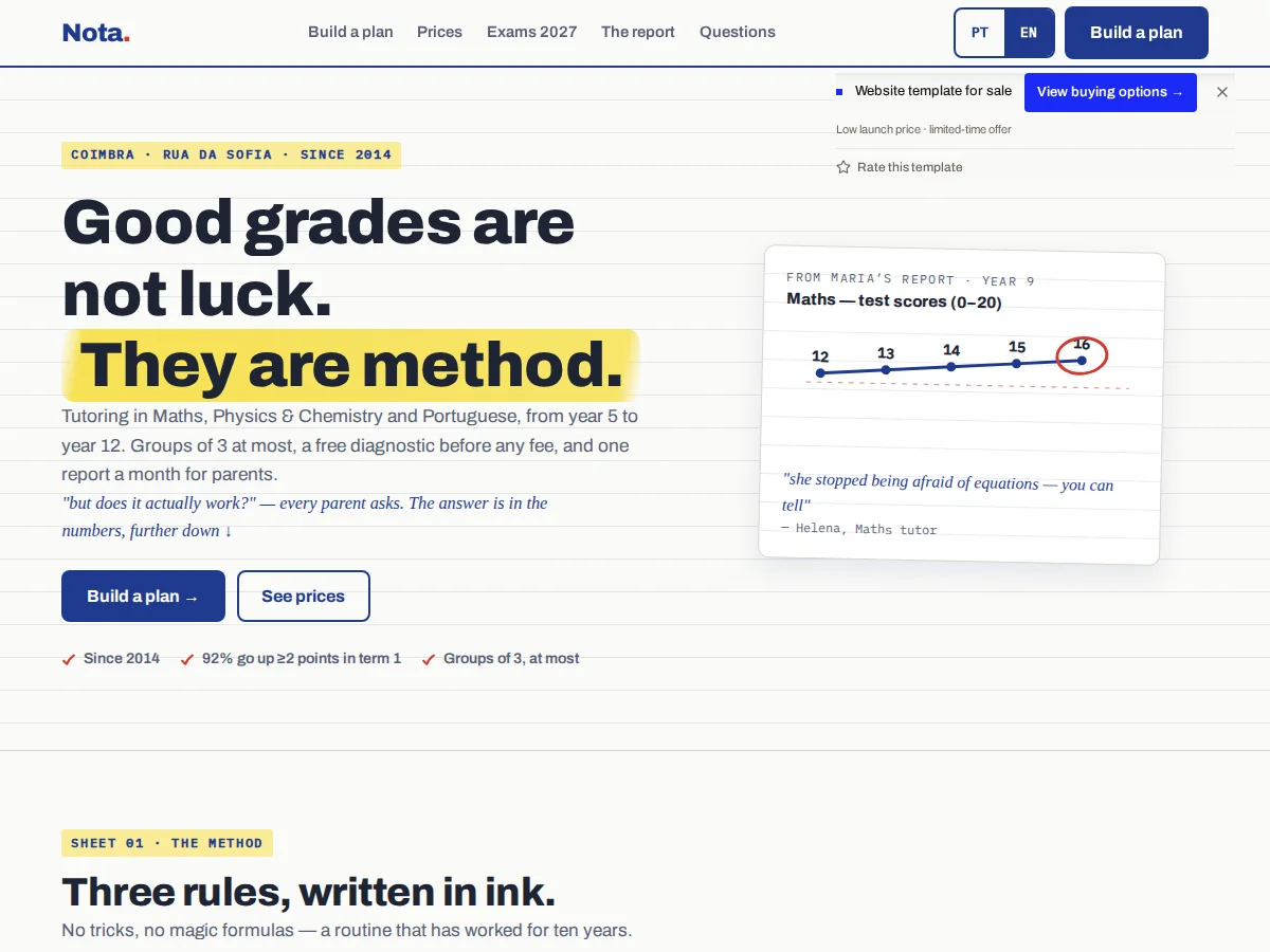 Nota — website preview