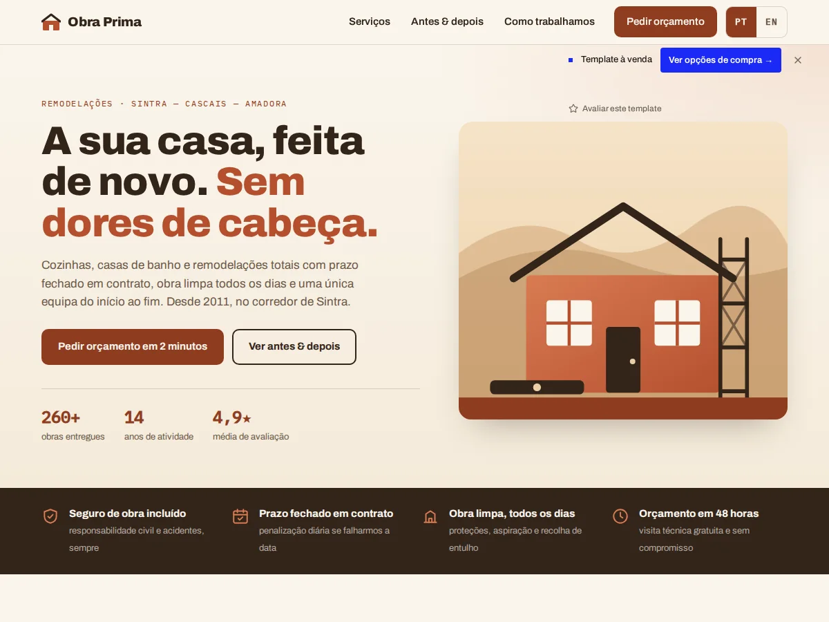 Obra Prima — pré-visualização do site