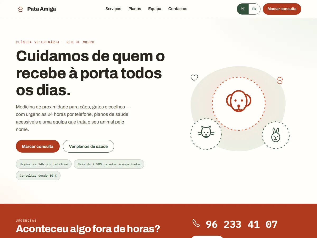 Pata Amiga — pré-visualização do site