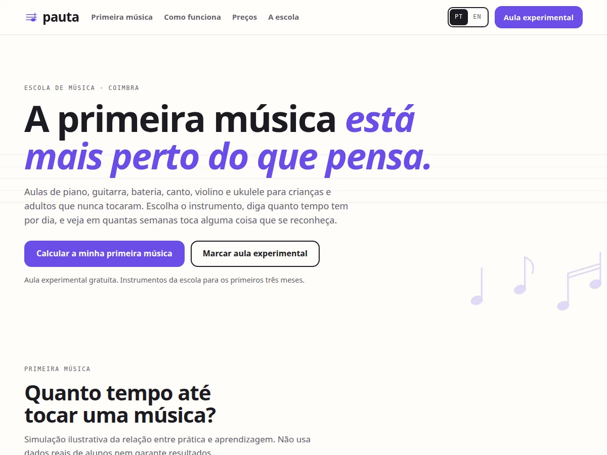 Pauta — pré-visualização do site