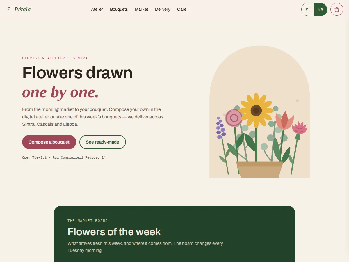 Pétala — website preview