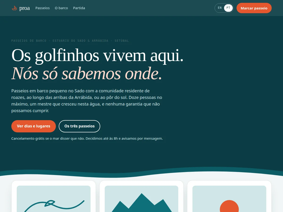 Proa — pré-visualização do site
