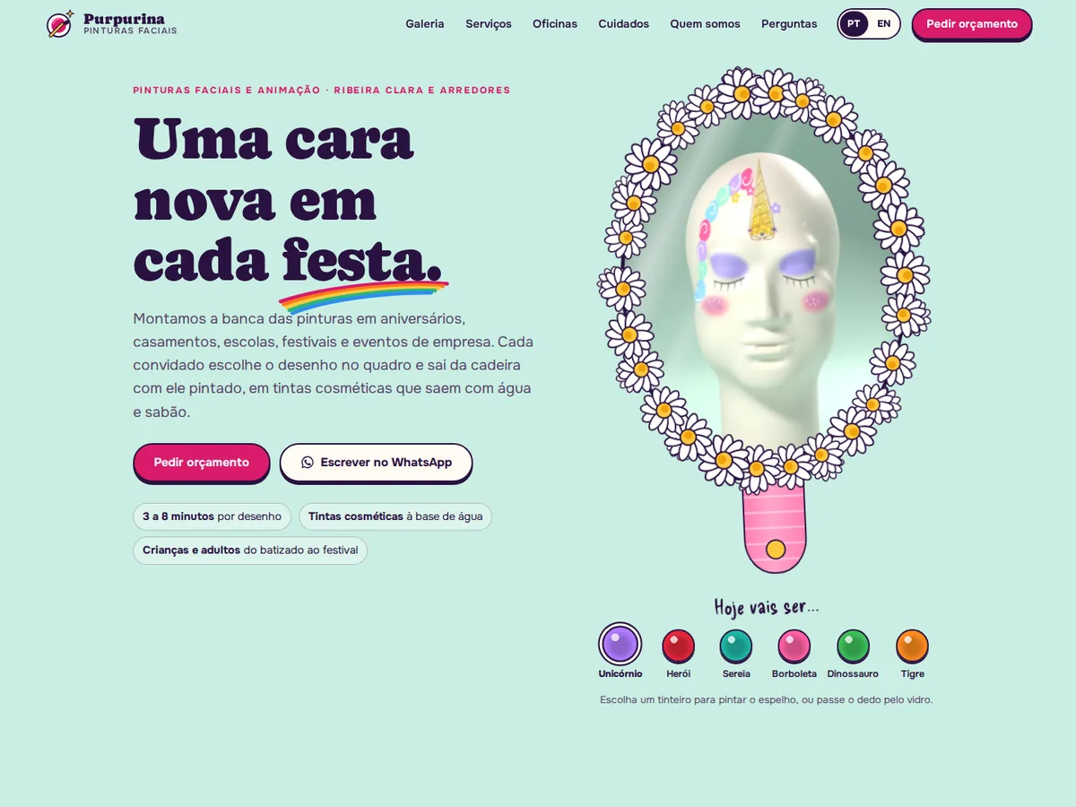 Purpurina — website preview