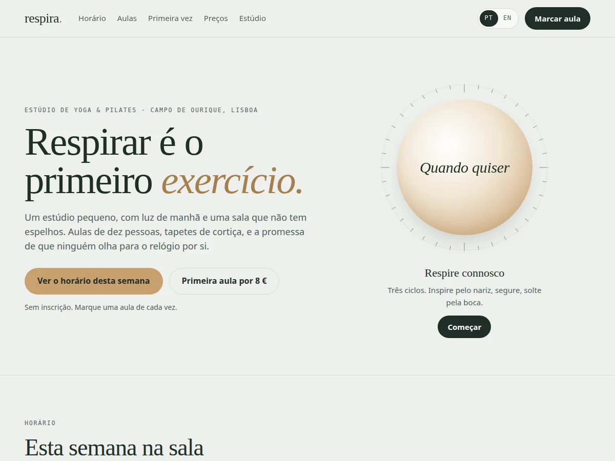Respira — pré-visualização do site