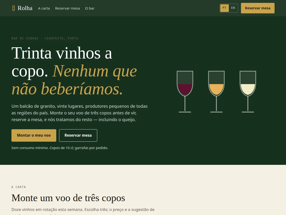Preview of Rolha — wine bar where you build the flight before you sit down