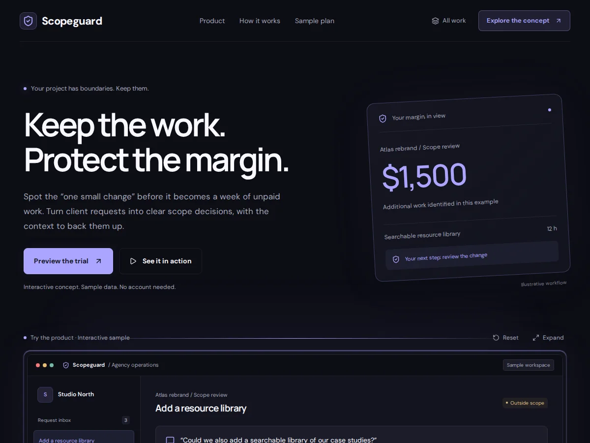 Scopeguard — pré-visualização do site