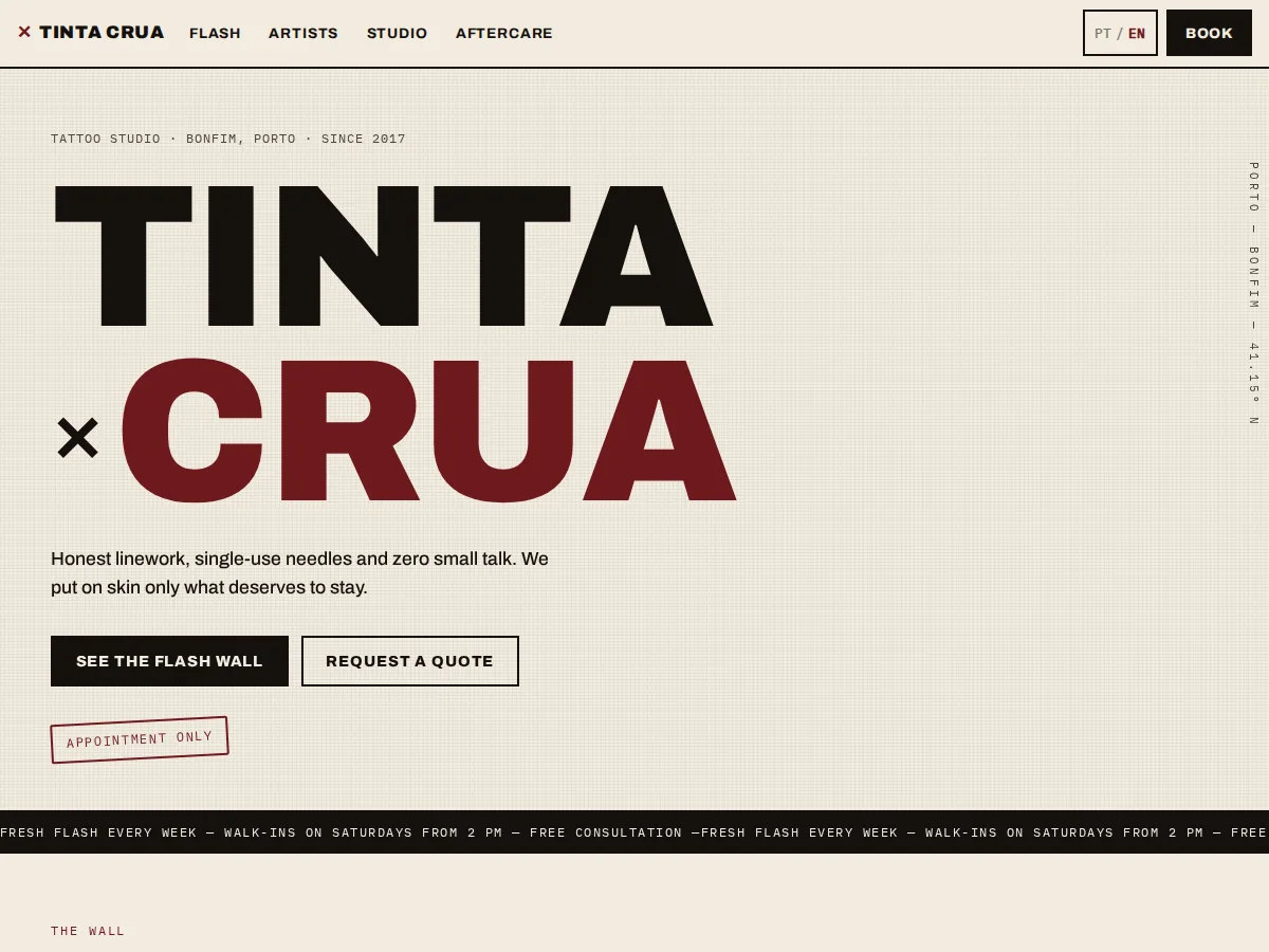 Tinta Crua — website preview