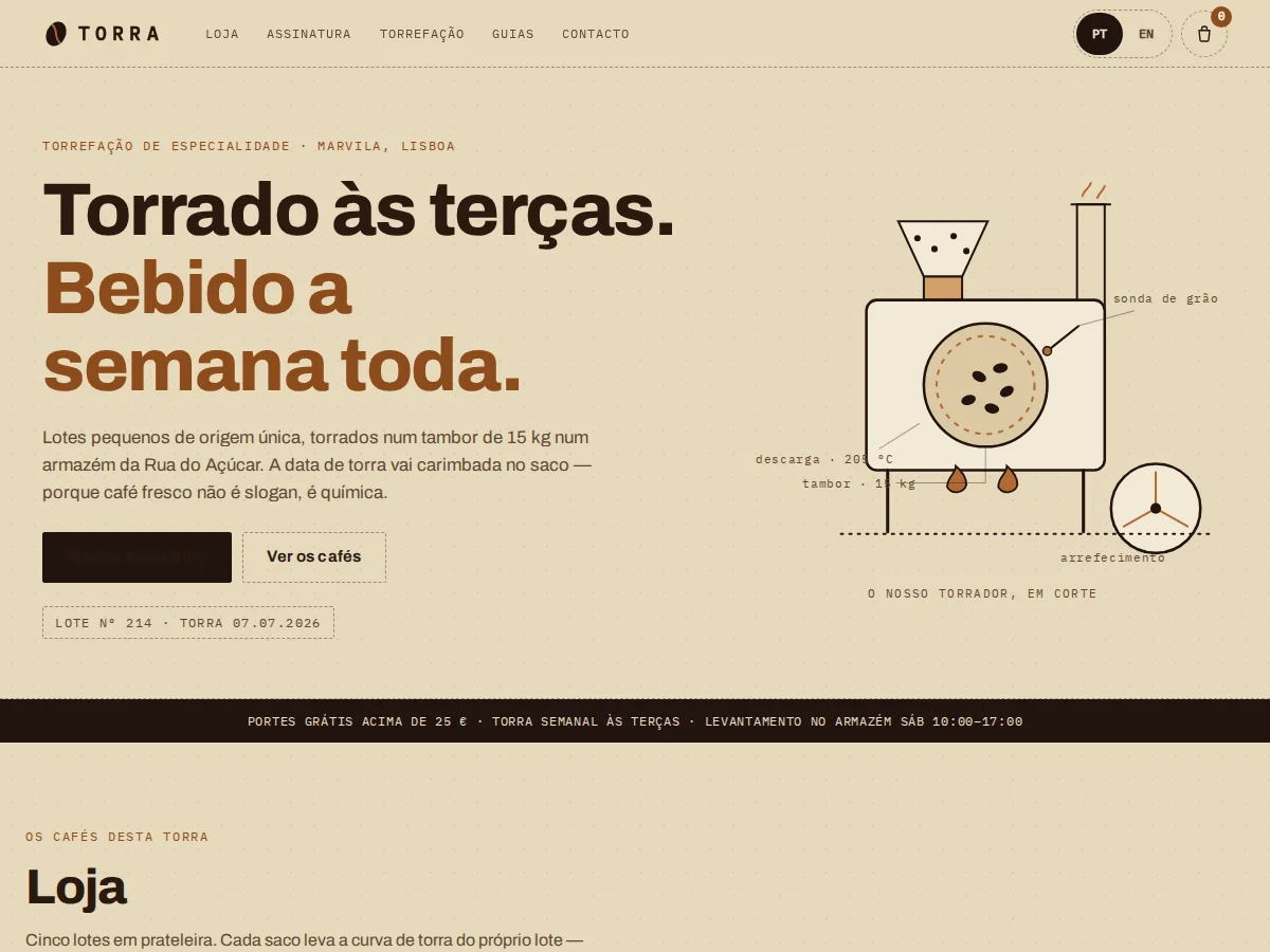 Torra — pré-visualização do site