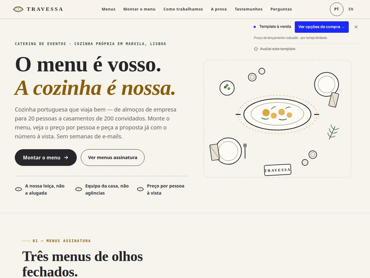 Travessa — pré-visualização do site