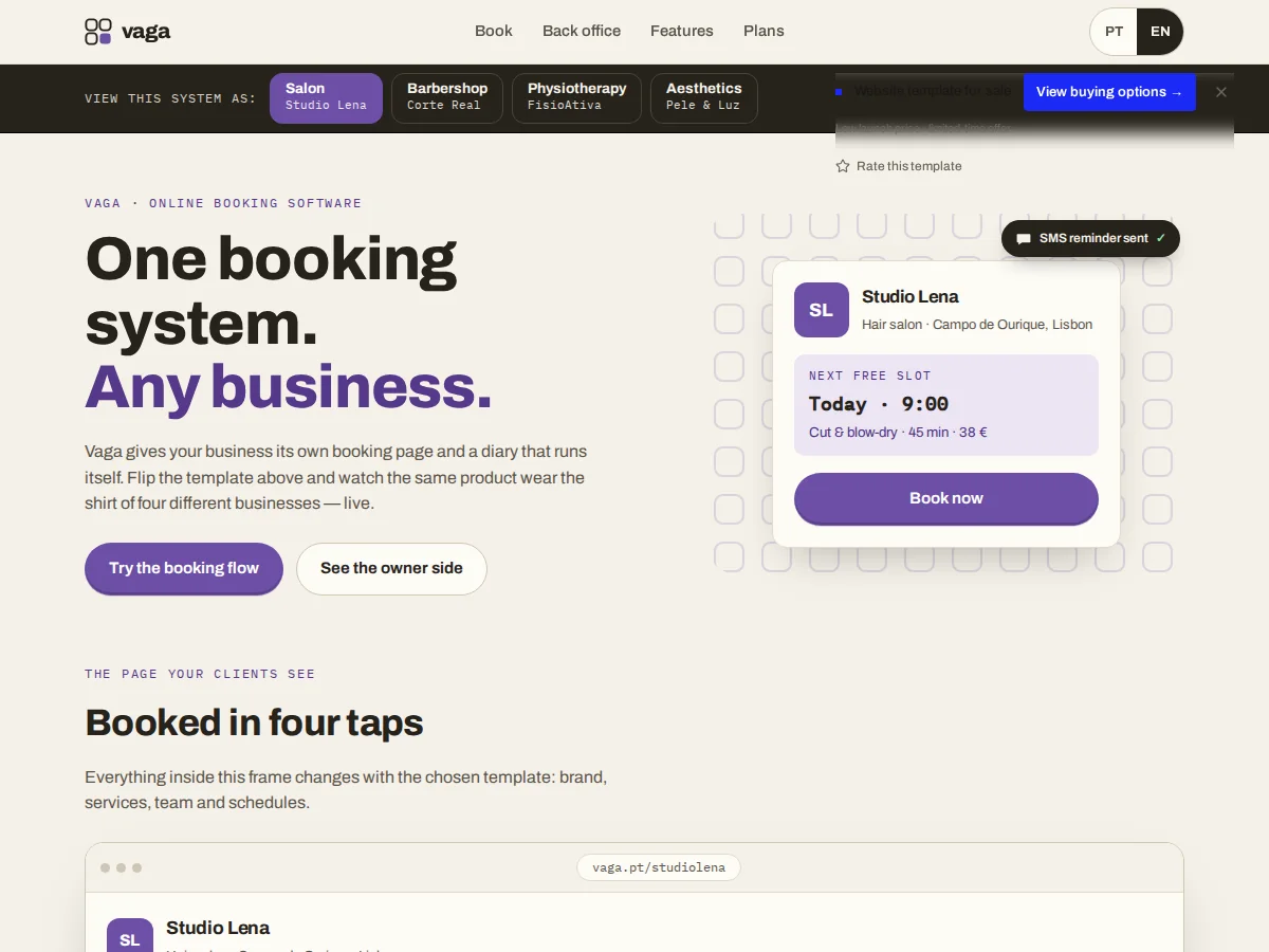 Vaga — website preview