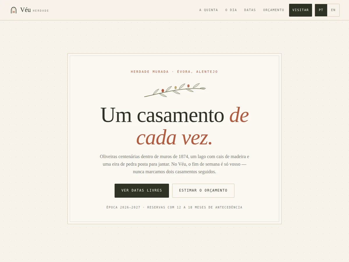 Véu — pré-visualização do site