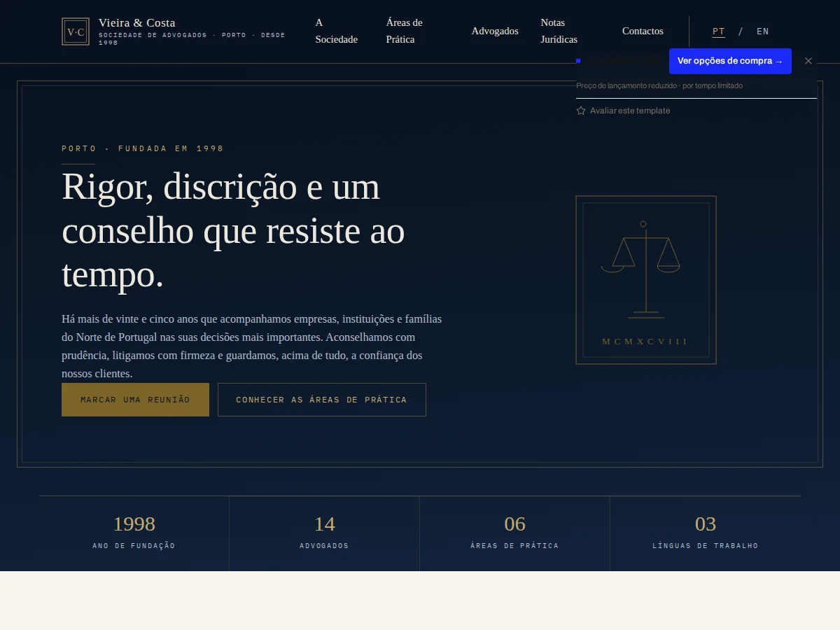 Vieira & Costa — pré-visualização do site