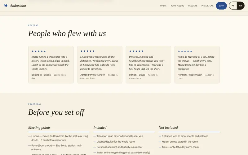 Reviews from people who took the tours.