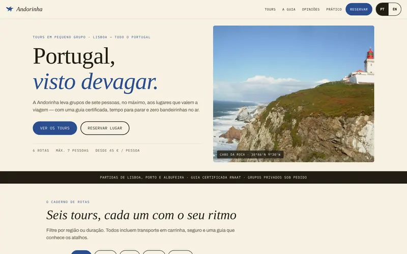 Página inicial: a proposta, os números da casa e a reserva.