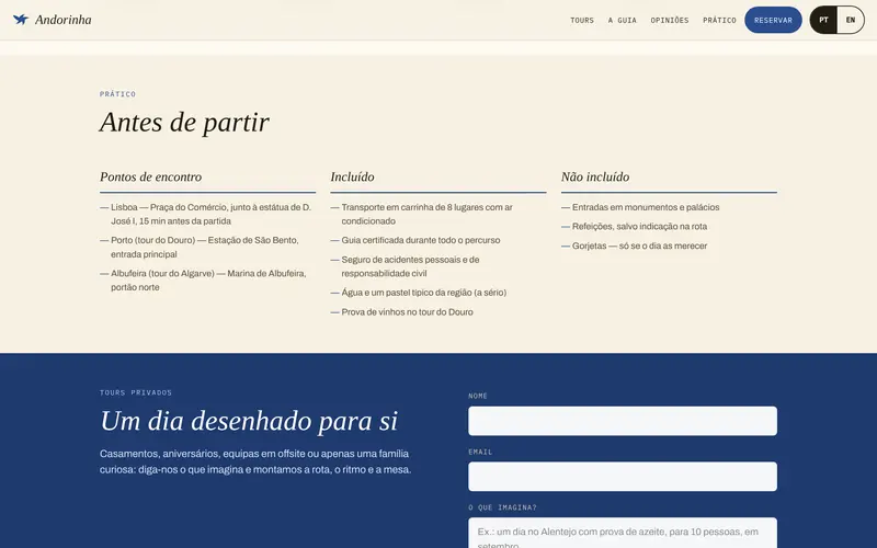 Pontos de encontro, o que está incluído e o que não está.