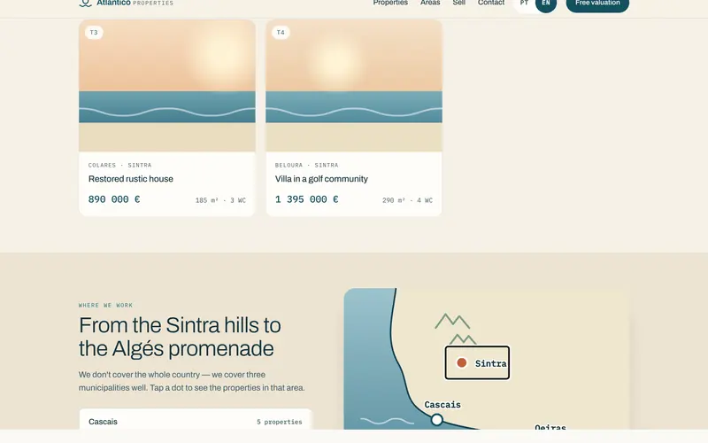 One tap on Sintra and the portfolio shows only its listings.