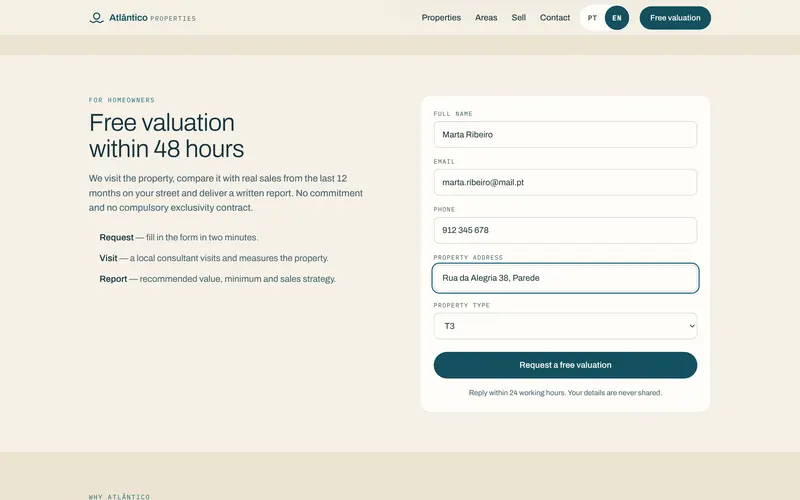 Free valuation: the steps and the form.