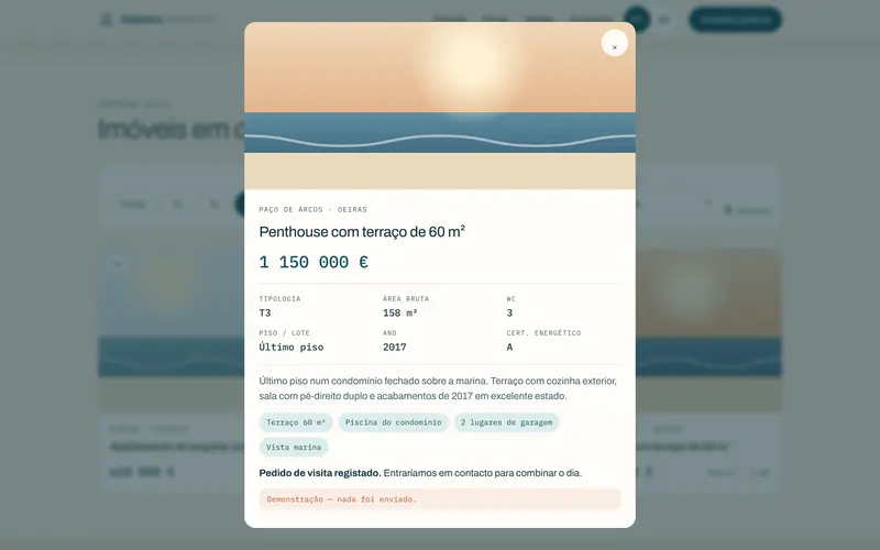 O pedido de visita, confirmado na própria ficha.