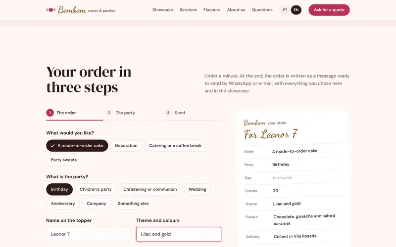 The first step: the order, the party and the showcase inspiration.