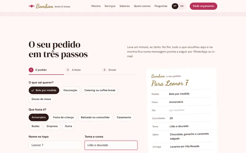 O primeiro passo: o pedido, a festa e a inspiração da montra.